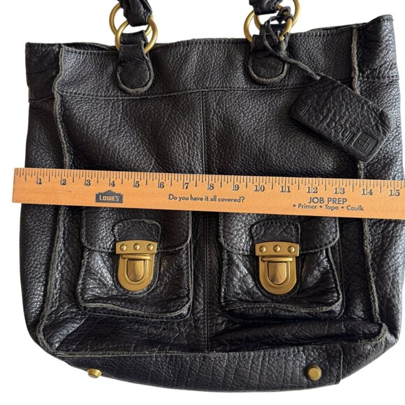 Linea Pelle Black Leather Shoulder Handbag Tote Soft Weighty Leather - Picture 13 of 16